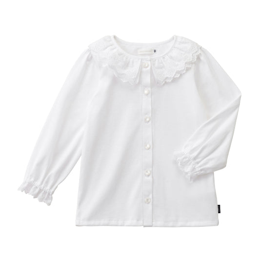 Lace Collar Long-Sleeve Blouse