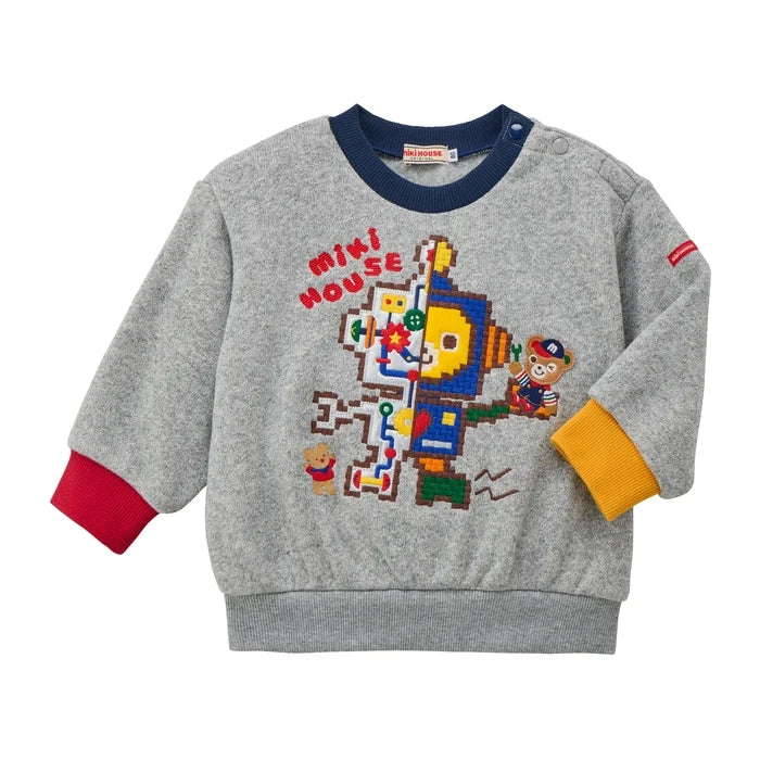 Retro Game Mixed-Material Robot Sweatshirt