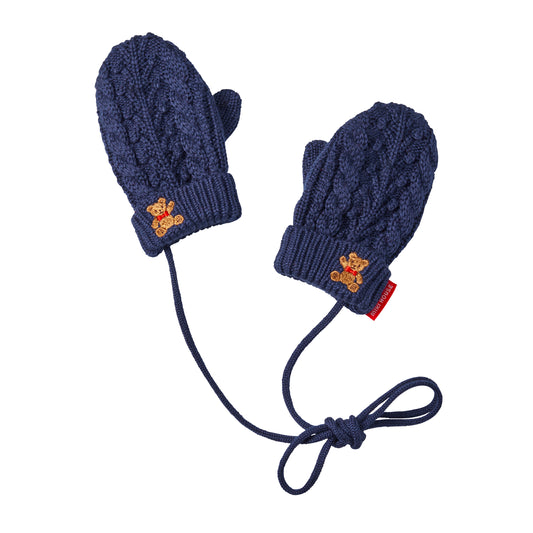 MIKI HOUSE Bear Cable Knit Mittens