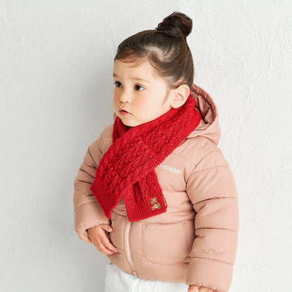 MIKI HOUSE Bear Cable Knit Scarf