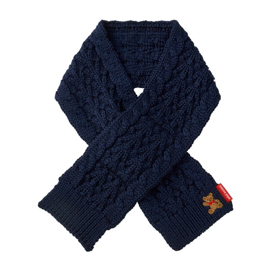 MIKI HOUSE Bear Cable Knit Scarf