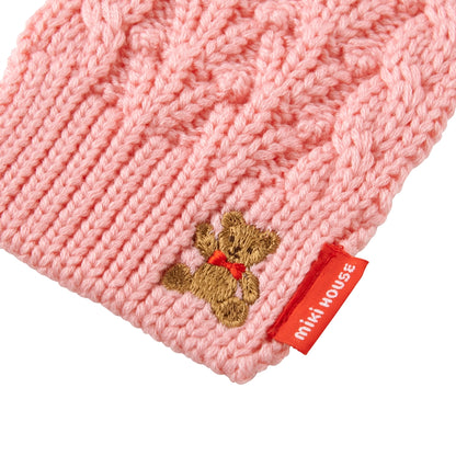 MIKI HOUSE Bear Cable Knit Scarf