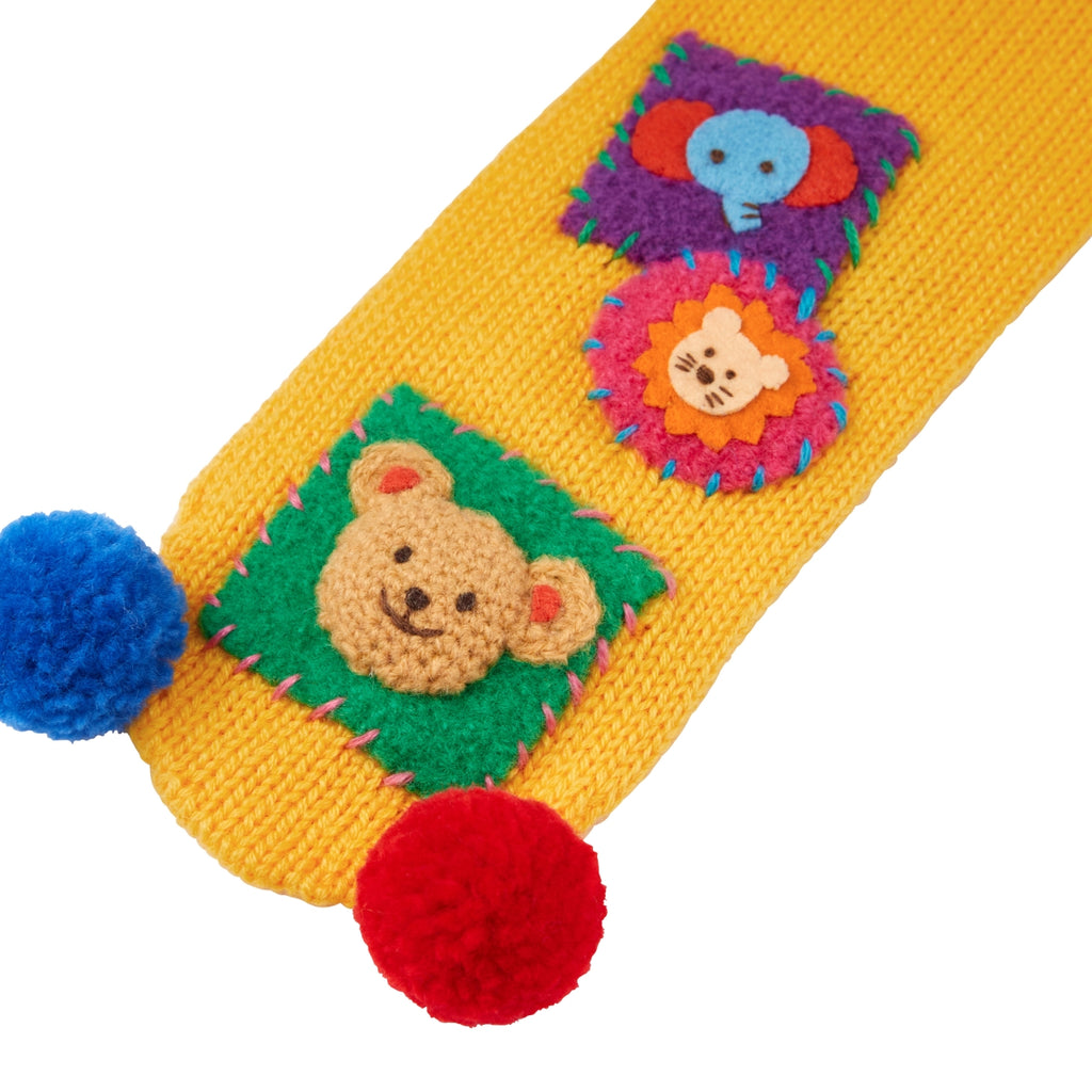 Classic Bear Colourful Pom-Pom Scarf