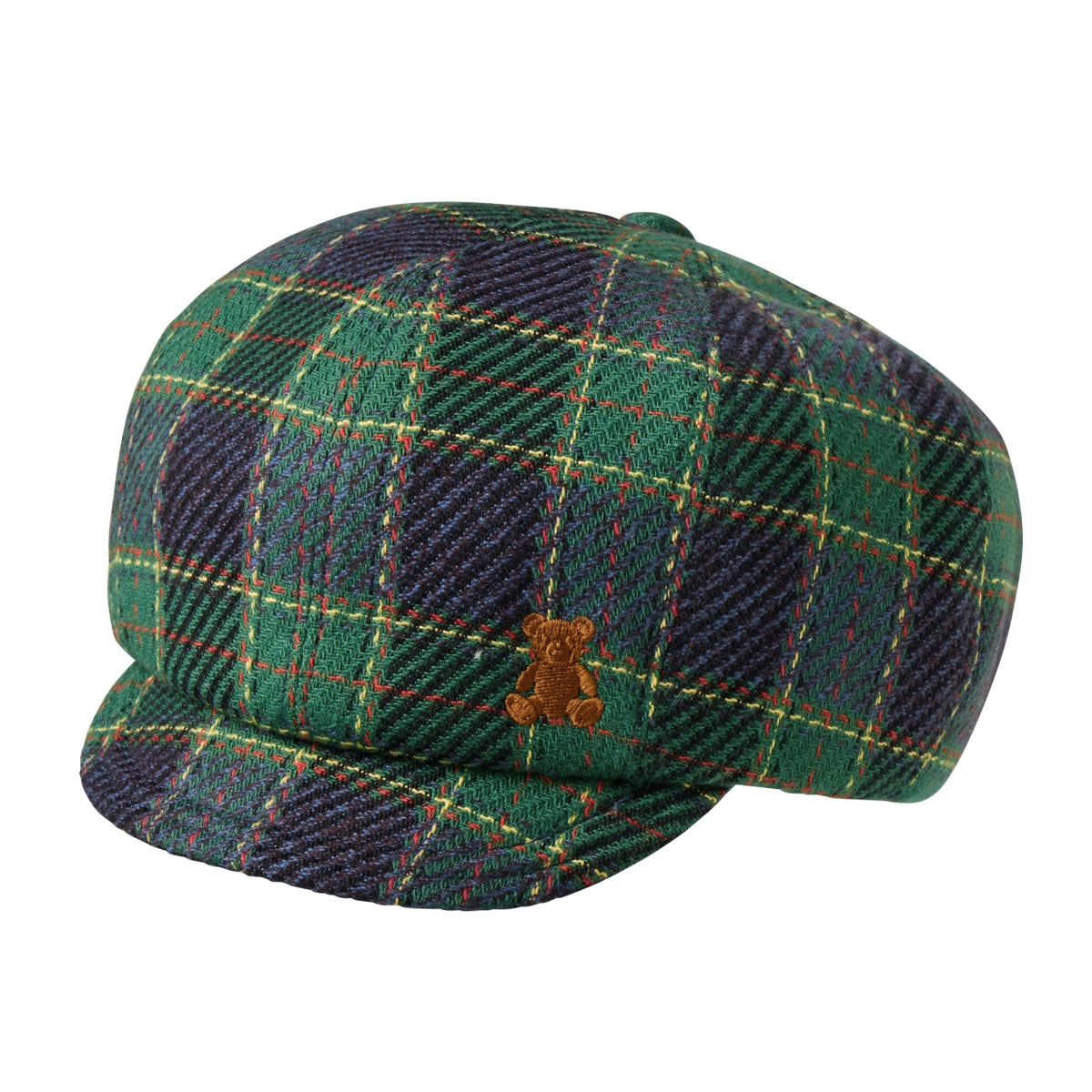 MIKI HOUSE Bear Brushed Check Newsboy Cap