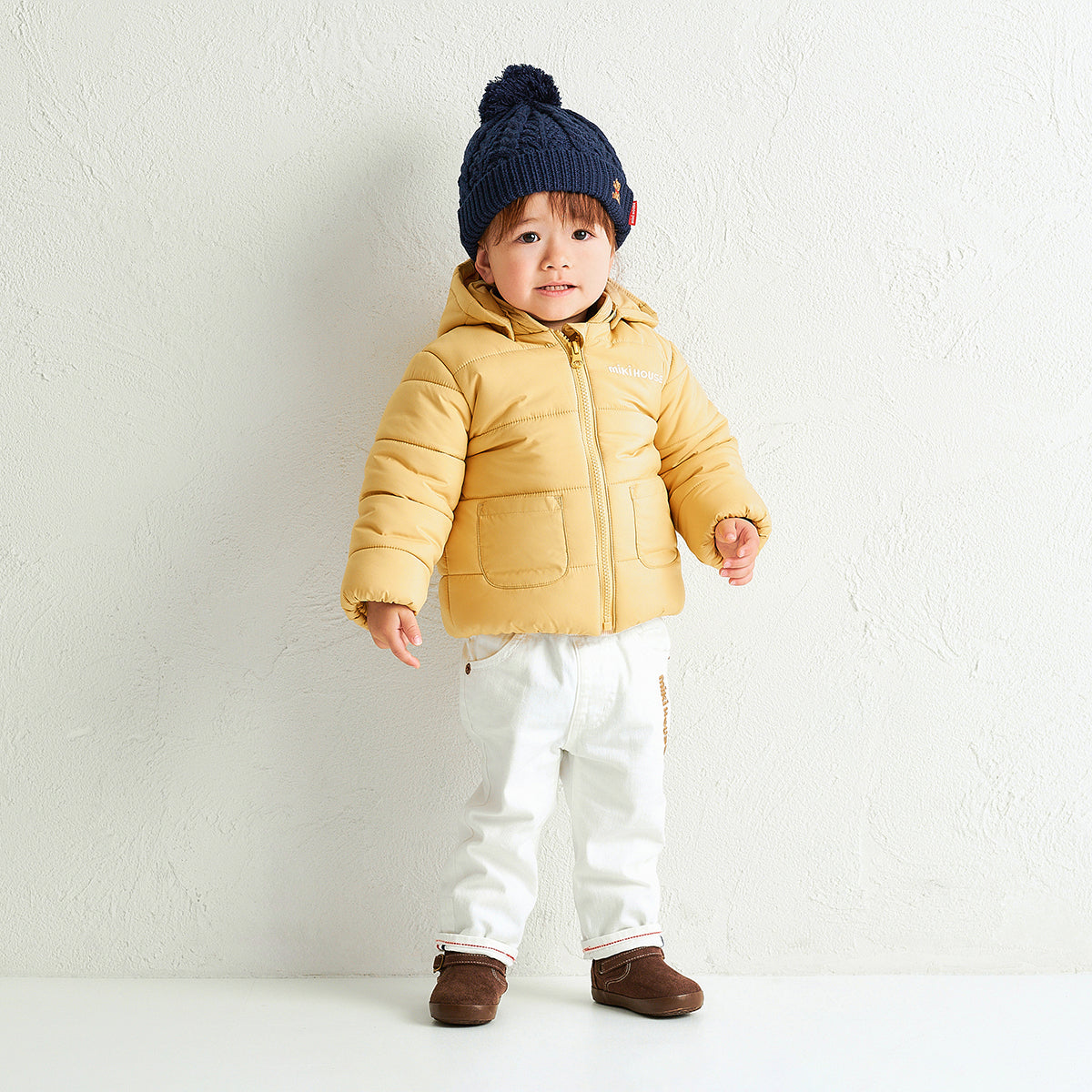 MIKI HOUSE Bear Cable Knit Beanie