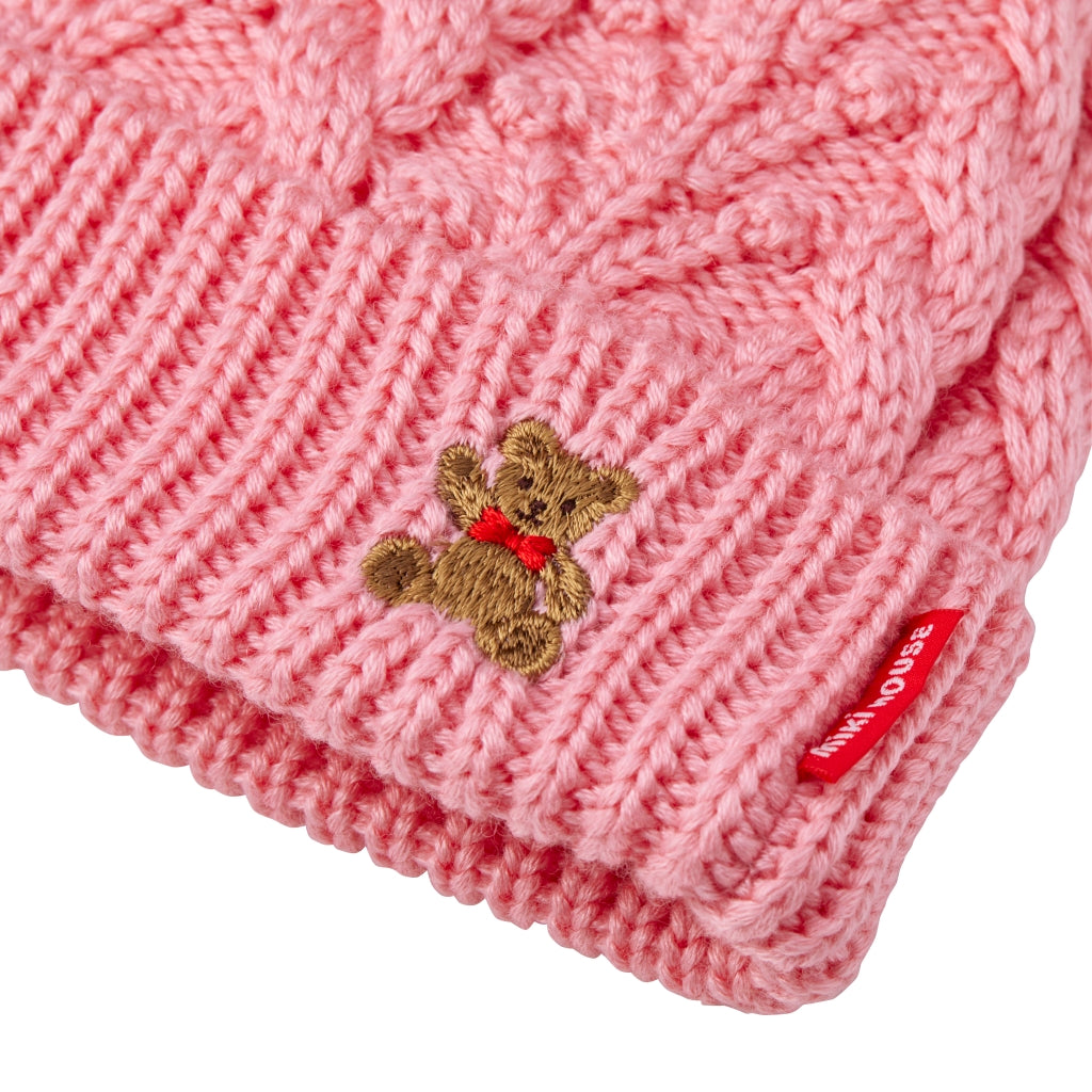 MIKI HOUSE Bear Cable Knit Beanie