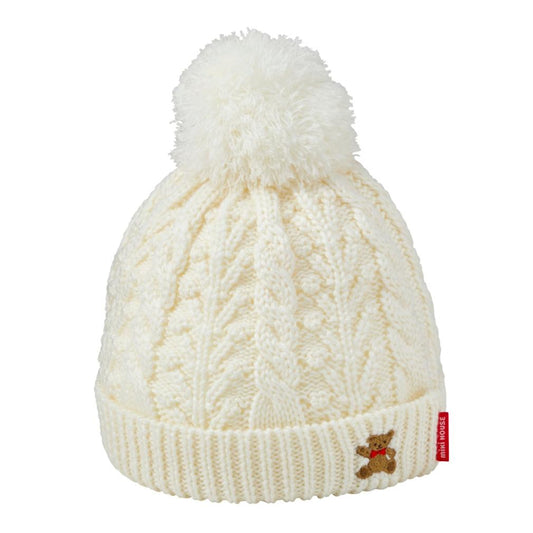 MIKI HOUSE Bear Cable Knit Beanie