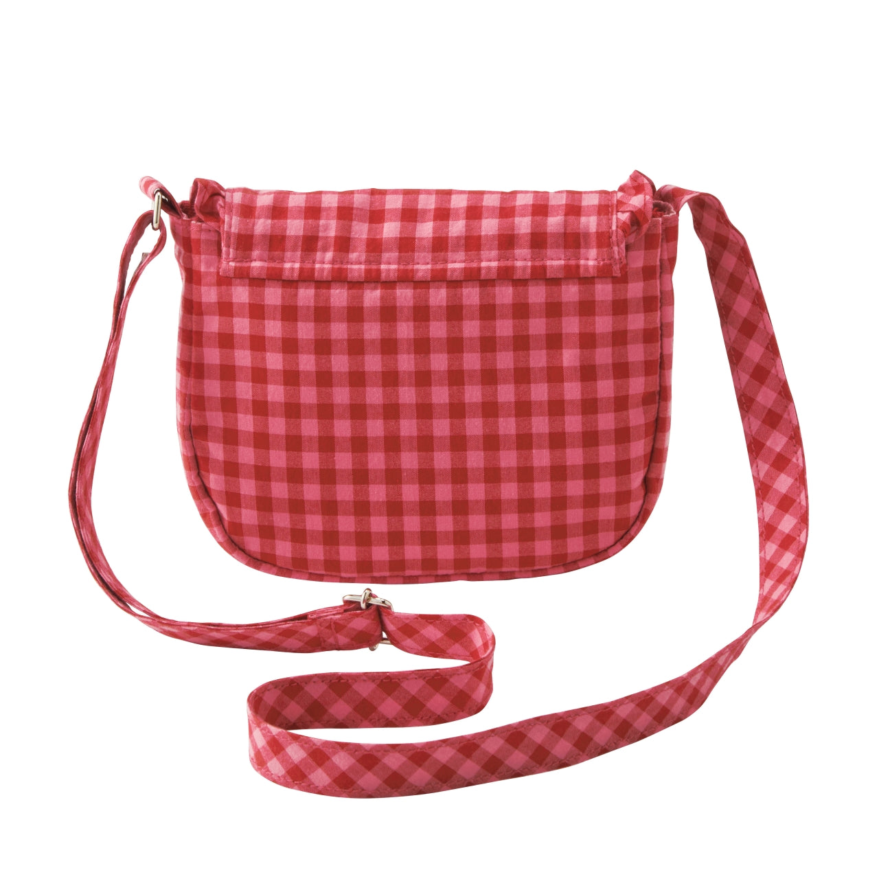 CHIECO SAKU Gingham Check Shoulder Bag with Yo-Yo Quilt Patchwork
