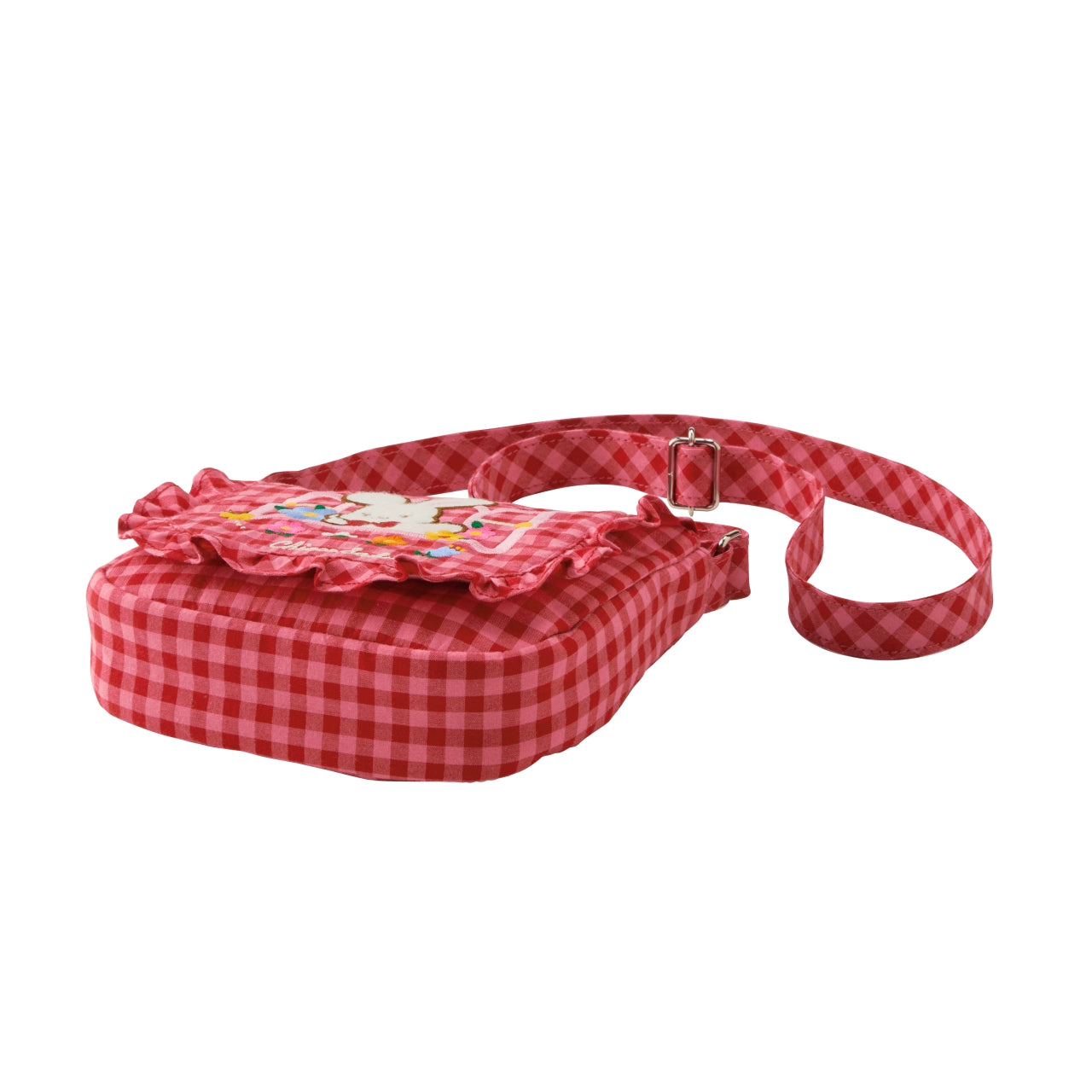 CHIECO SAKU Gingham Check Shoulder Bag with Yo-Yo Quilt Patchwork