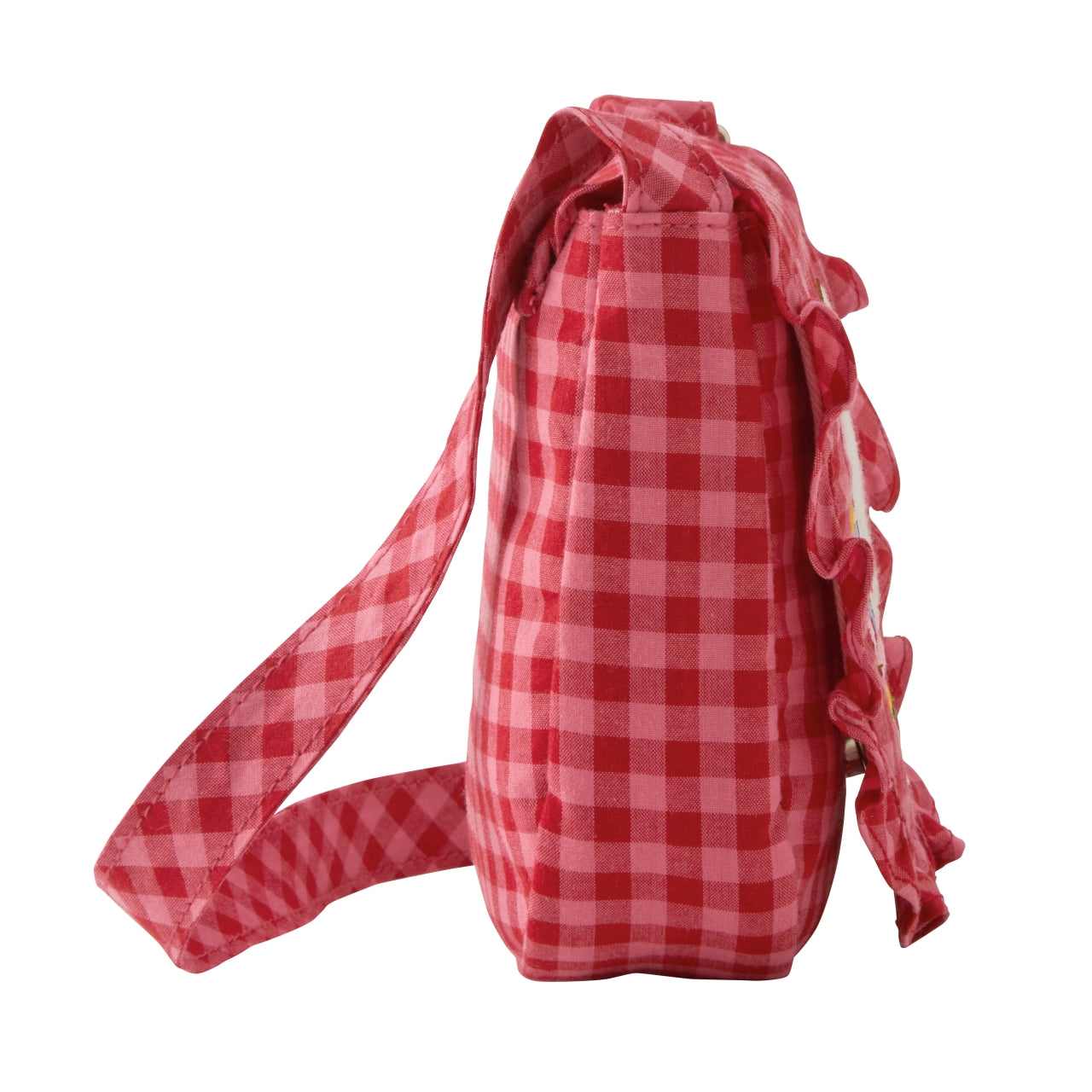 CHIECO SAKU Gingham Check Shoulder Bag with Yo-Yo Quilt Patchwork