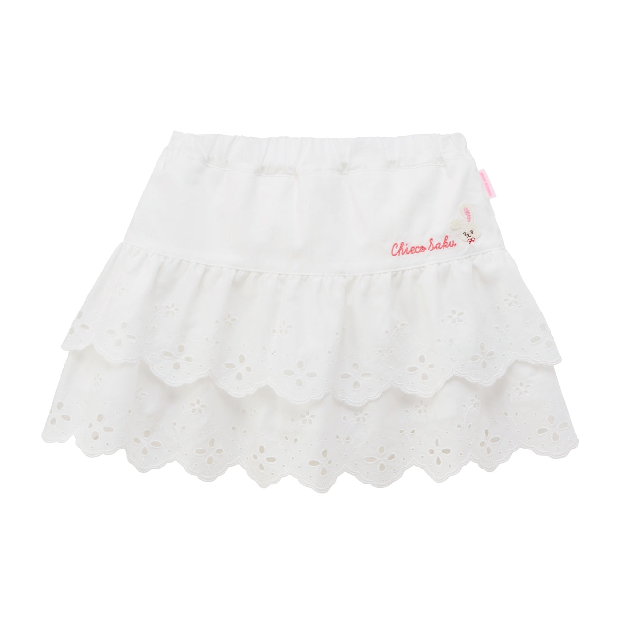 Chieco Saku Lucky Clover Eyelet Tiered Skirt