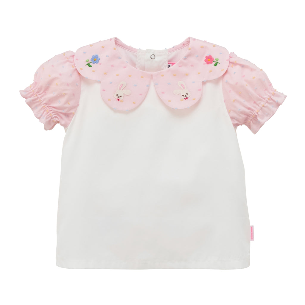 Chieco Saku Dewdrop Jewels Petal Collar Blouse