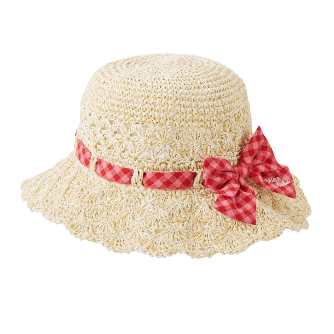 Chieco Saku Gingham Bow Straw Hat
