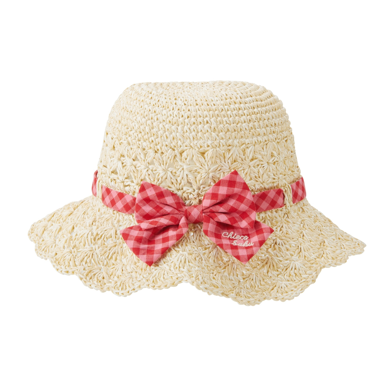 Chieco Saku Gingham Bow Straw Hat