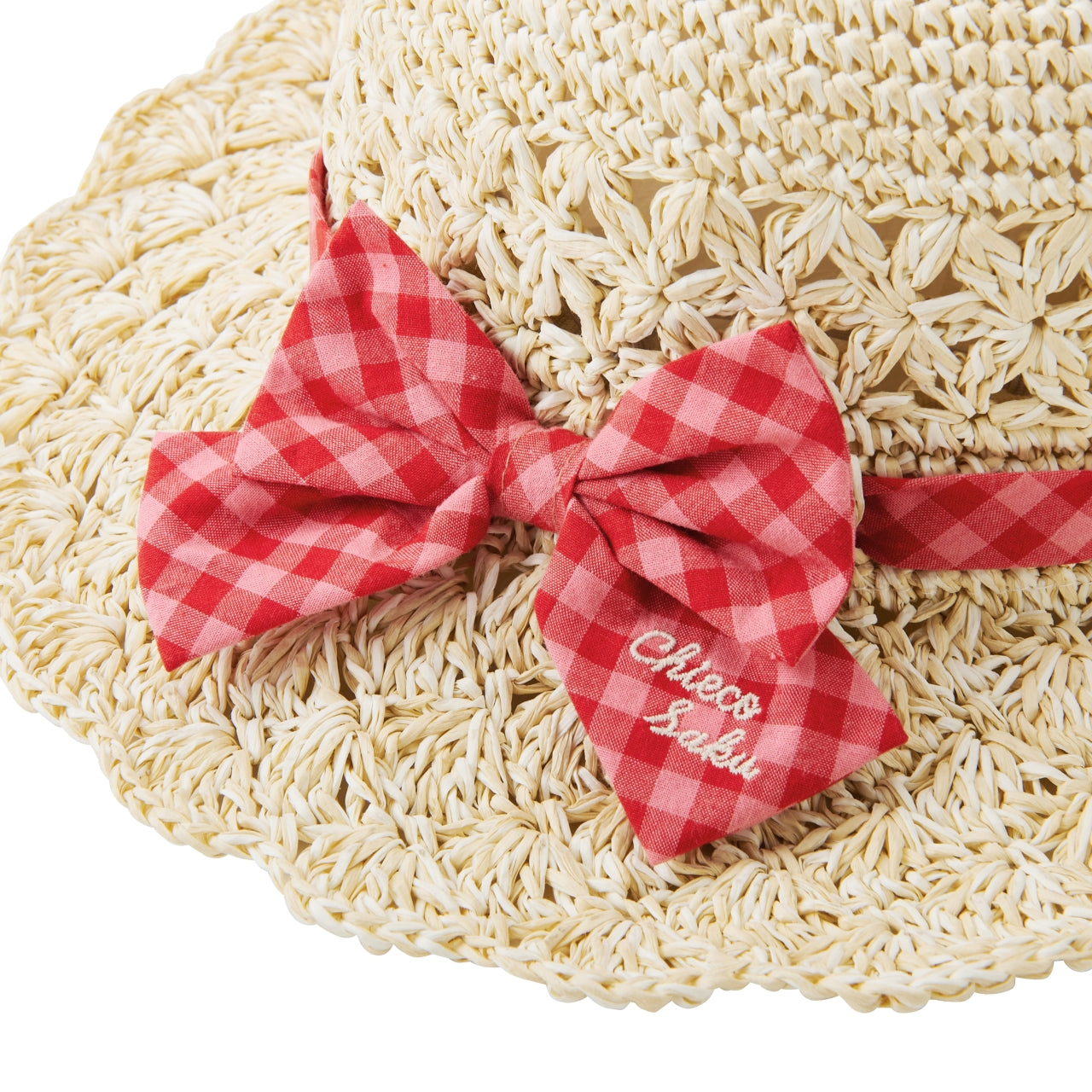 Chieco Saku Gingham Bow Straw Hat