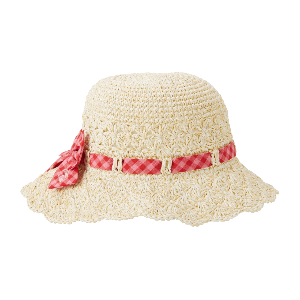 Chieco Saku Gingham Bow Straw Hat