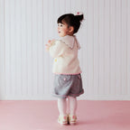 Chieco Saku Season Colour Grey Frill Knit Cardigan
