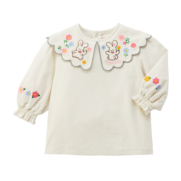 Chieco Saku Season Colour Grey Embroidered Scallop-Collar Blouse