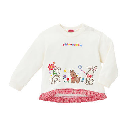 Chieco's Gingham Frill A-Line Sweatshirt