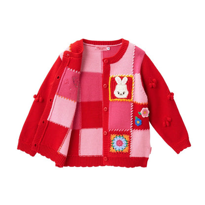 Chieco Saku Joyful Patchwork Blossom Knit Cardigan