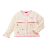 Chieco Saku Season Colour Grey Frill Knit Cardigan