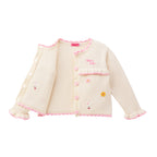 Chieco Saku Season Colour Grey Frill Knit Cardigan