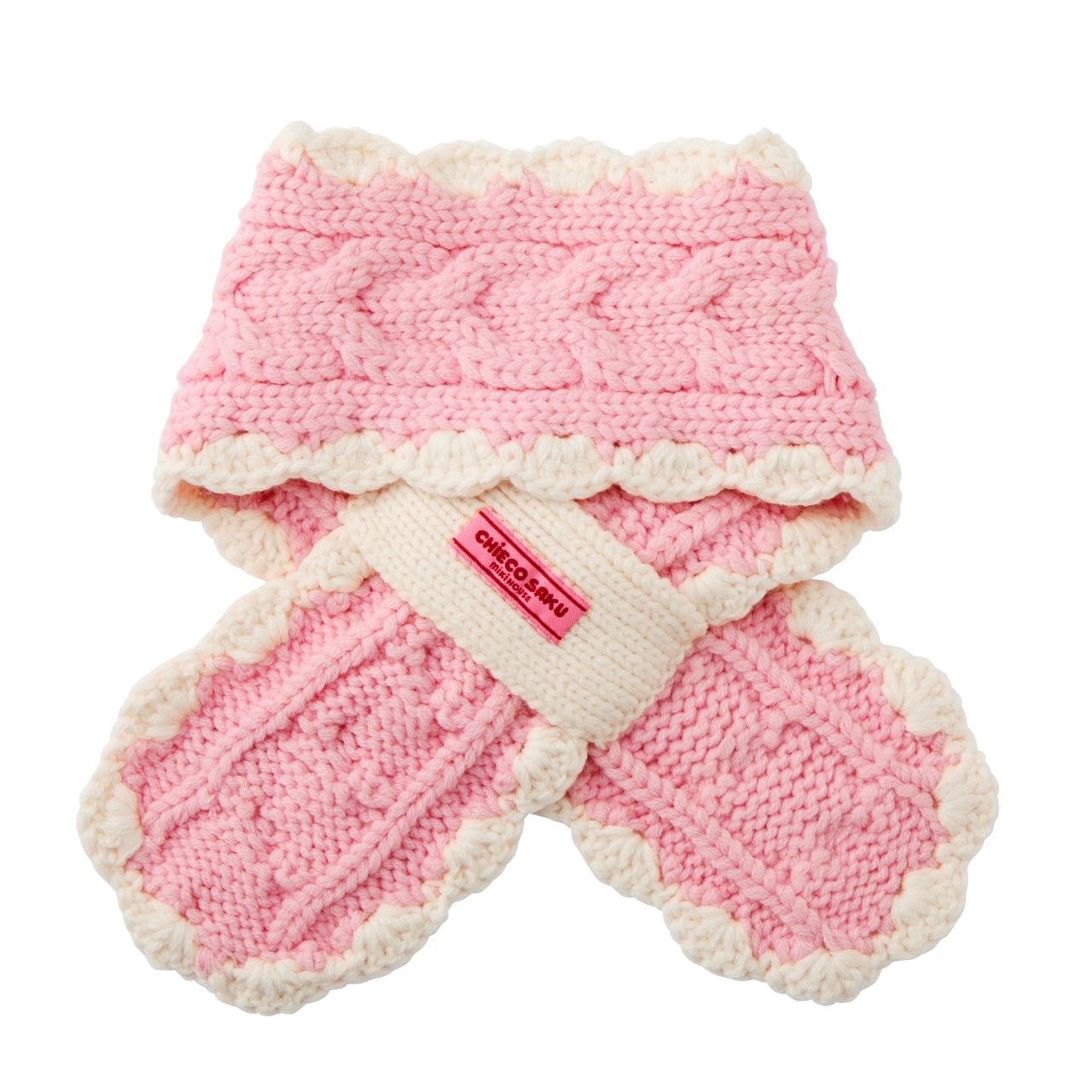 Chieco Saku Season Colour Grey Cable-Knit Scarf