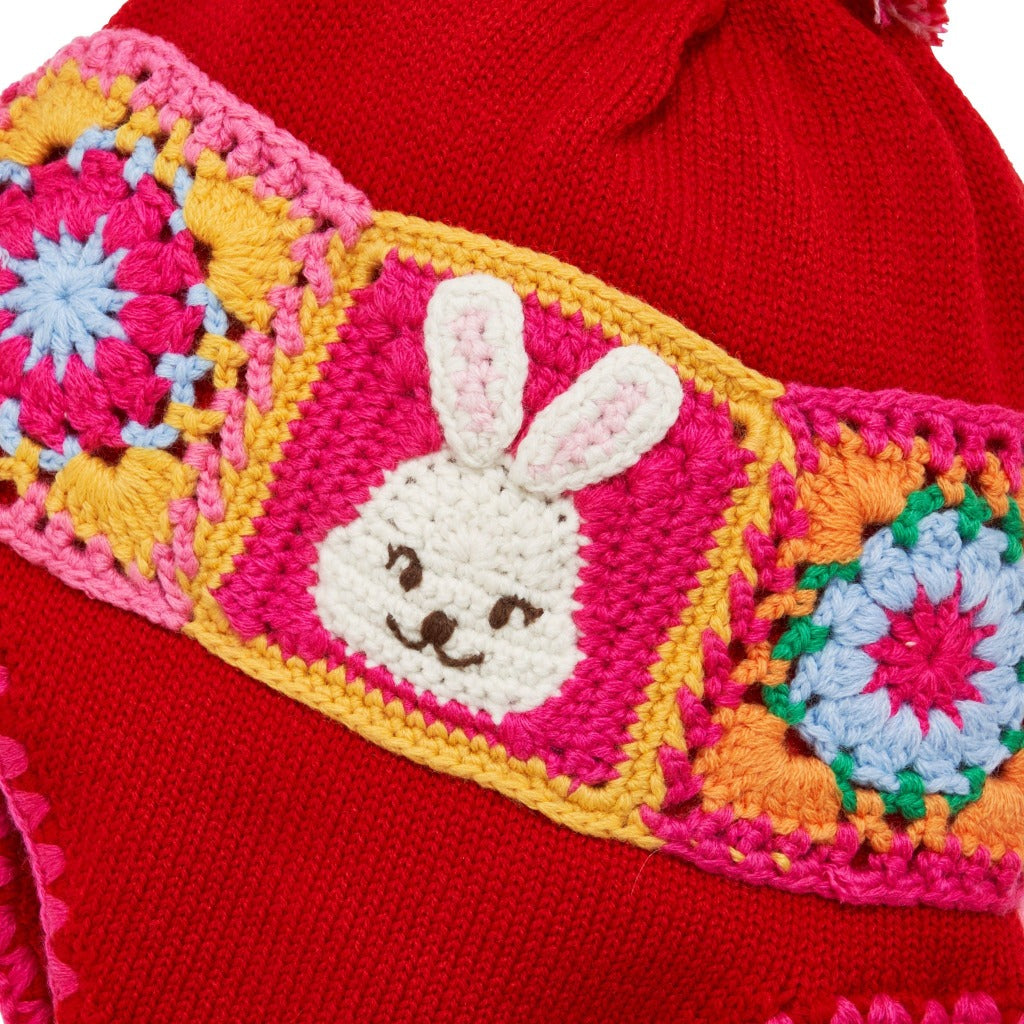 Joyful Patchwork Blossom Knit Hat