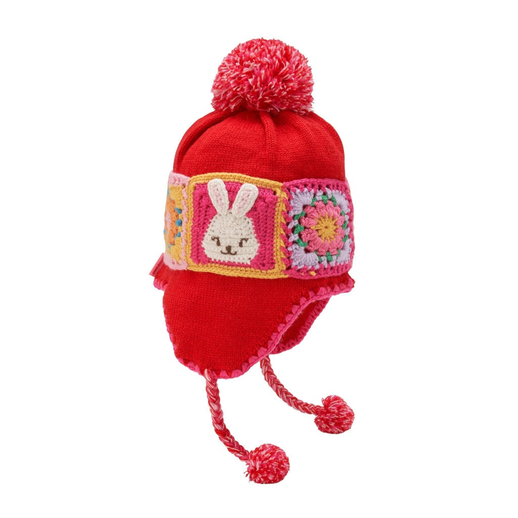 Joyful Patchwork Blossom Knit Hat