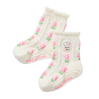 Chieco Saku Crystal Bead Collection Floral Frill Socks