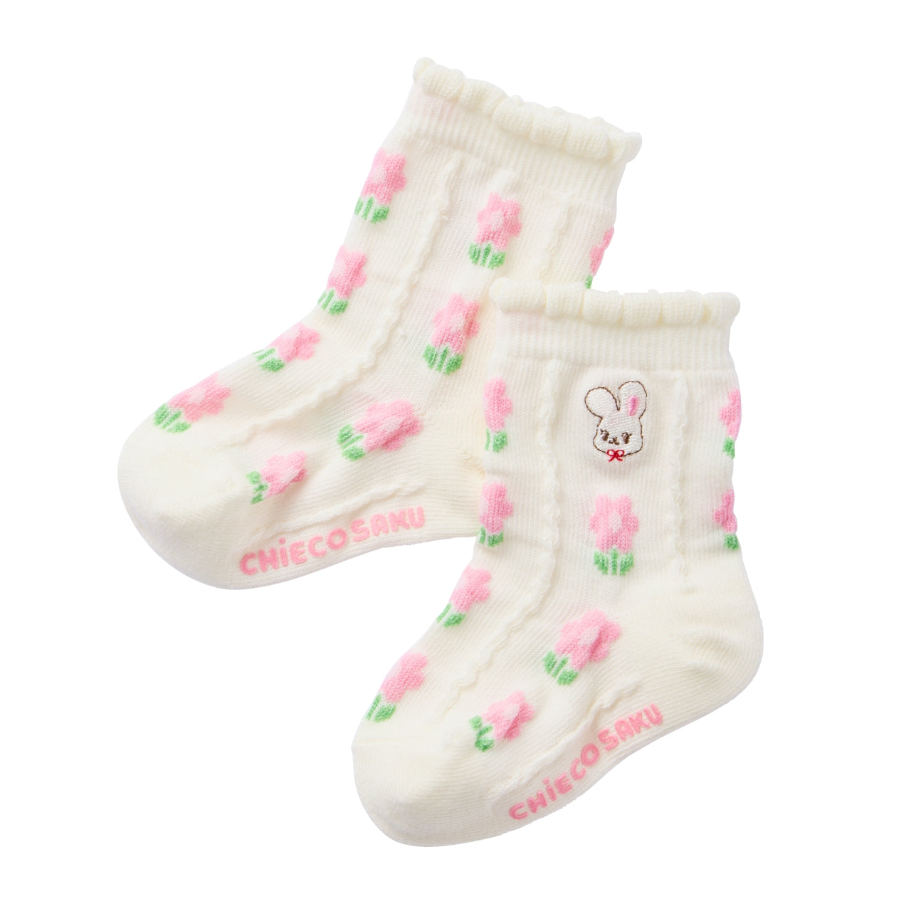 Chieco Saku Crystal Bead Collection Floral Frill Socks