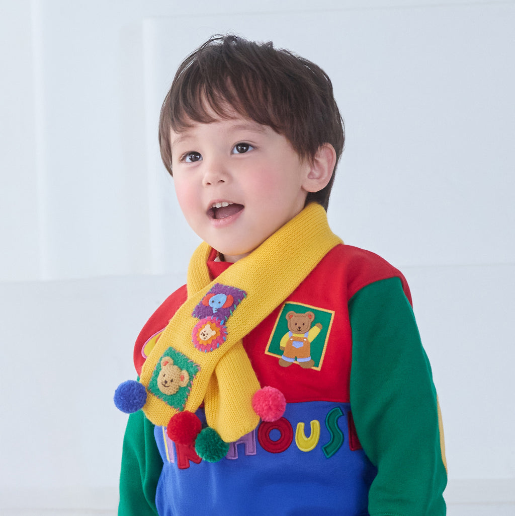 Classic Bear Colourful Pom-Pom Scarf