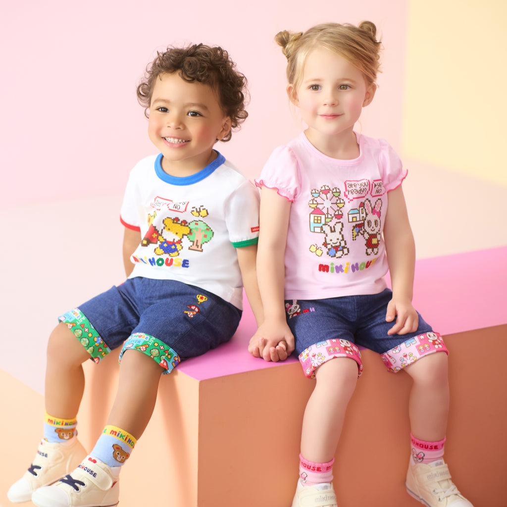 Retro Game Denim-Style Shorts