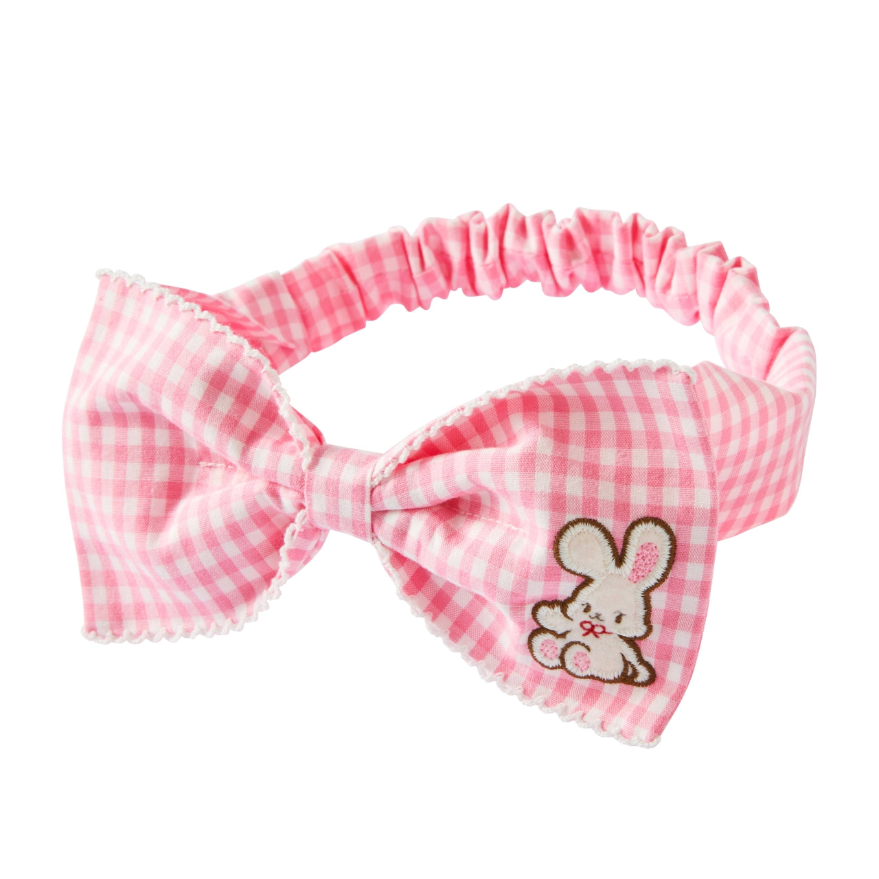 Chieco Saku Pink Gingham Bow Baby Headband