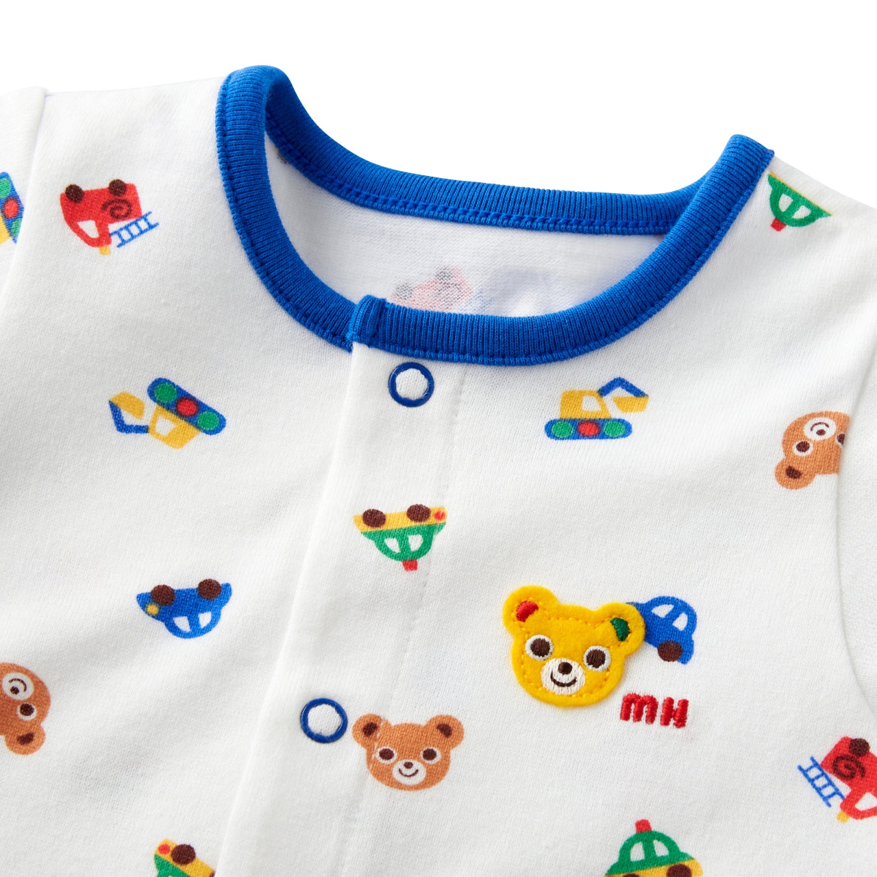 MIKI HOUSE Bear Cotton Fraise Newborn Shortall