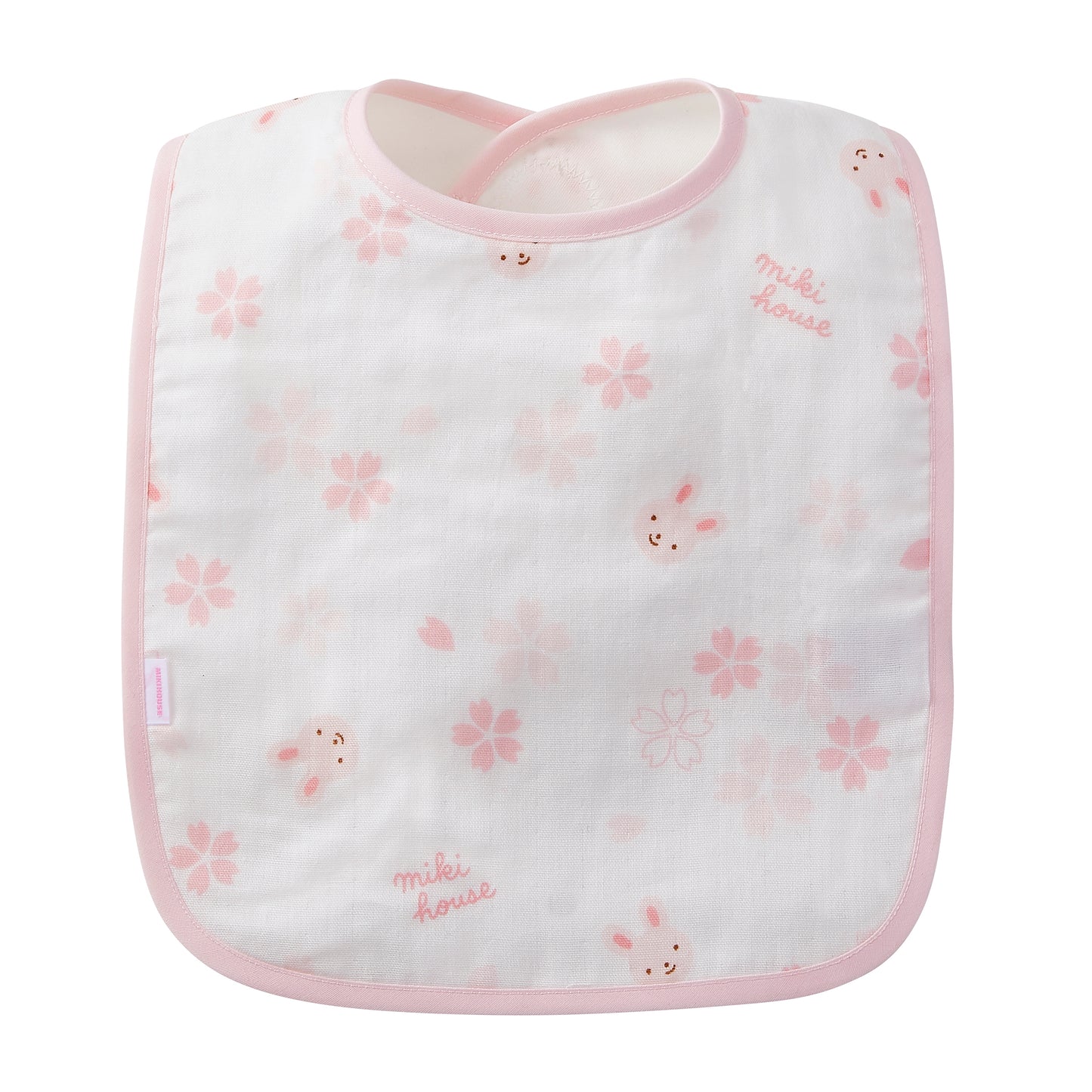 Double Weave Gauze Bib with Lining - Cherry blossom motif