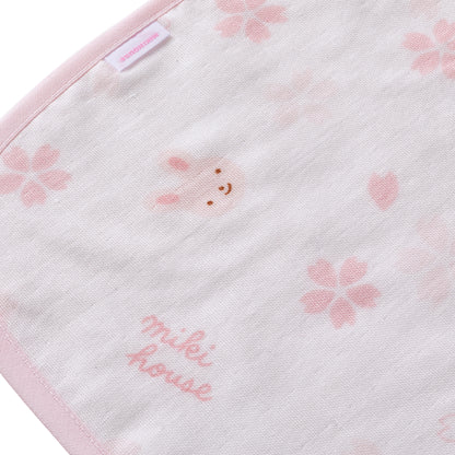 Double Weave Gauze Bib with Lining - Cherry blossom motif