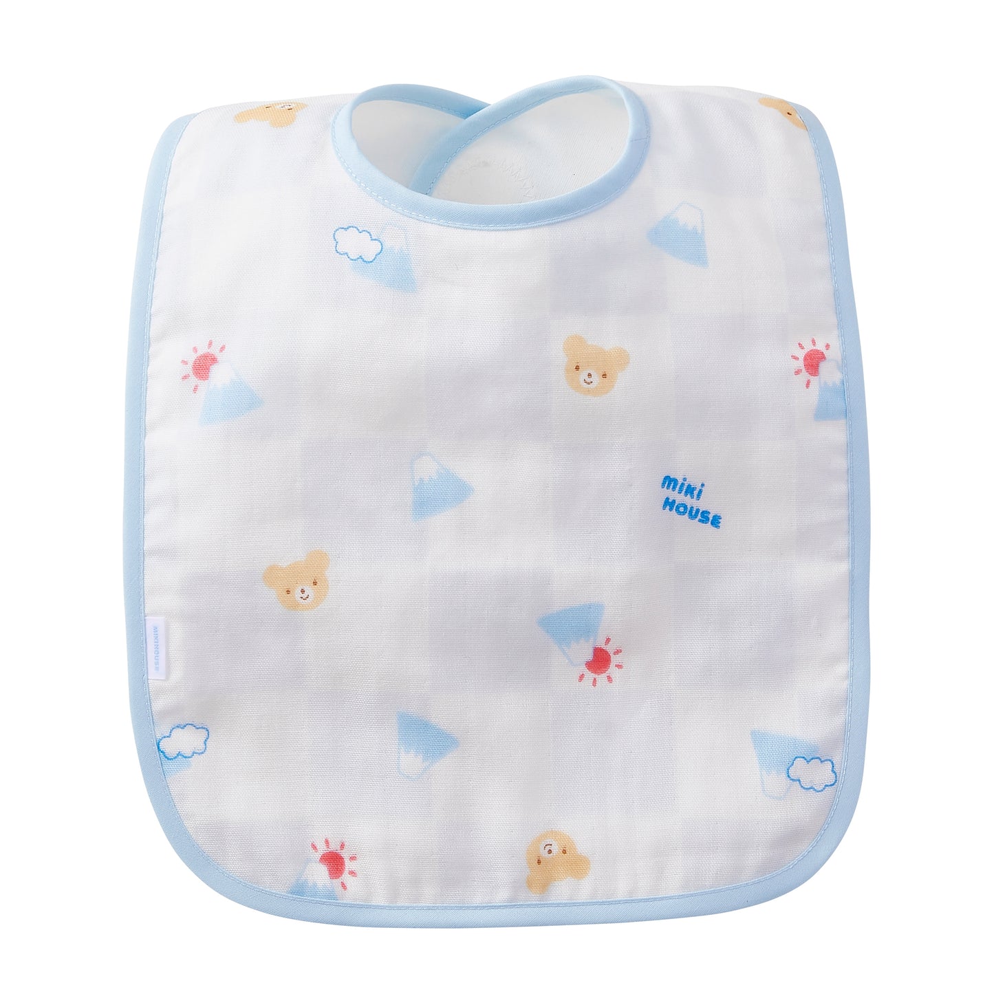 Double Weave Gauze Bib with Lining - Mount Fuji motif