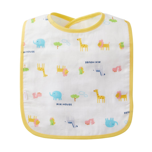 Double Weave Gauze Bib with Lining - Friendly animal motif