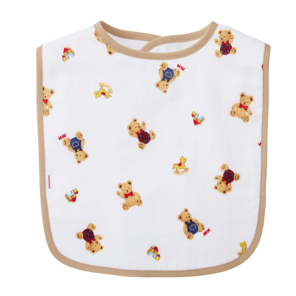 MIKI HOUSE Bear Large Gauze Bib