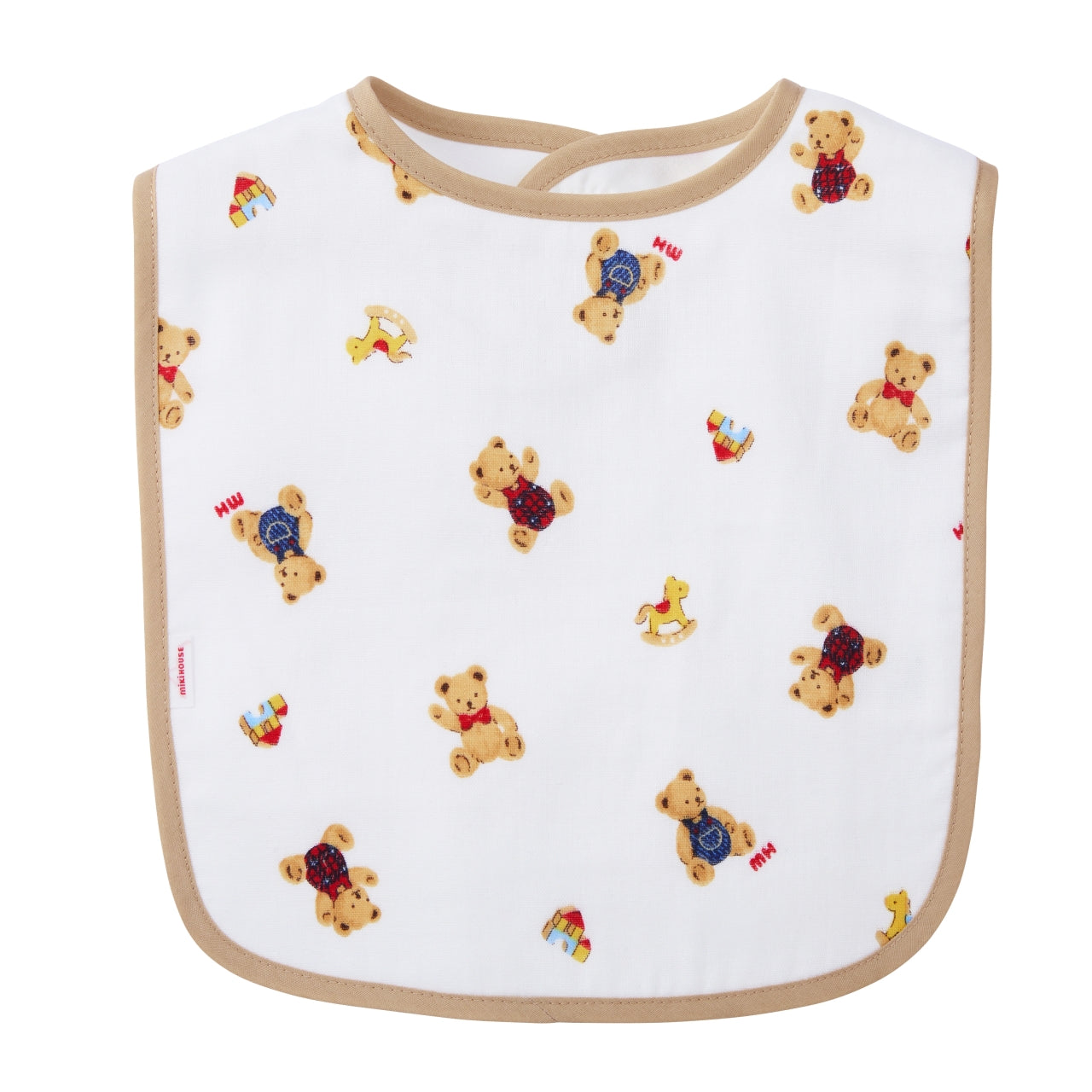 MIKI HOUSE Bear Large Gauze Bib