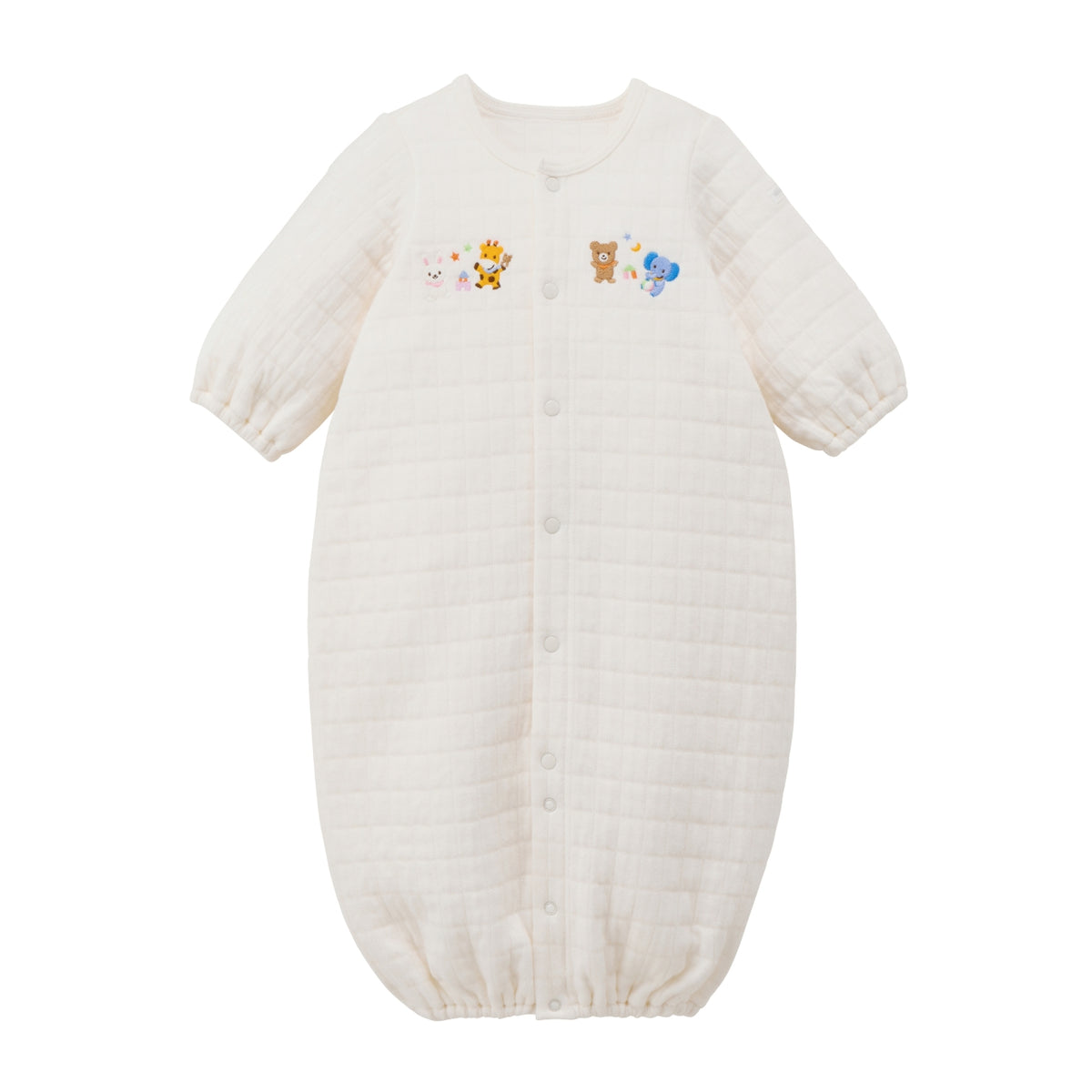 Animal Embroidered Knit-Quilt 2-Way Coverall