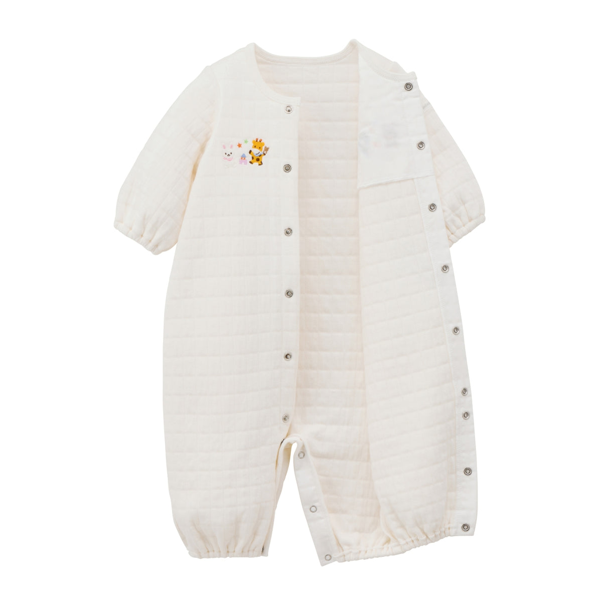 Animal Embroidered Knit-Quilt 2-Way Coverall