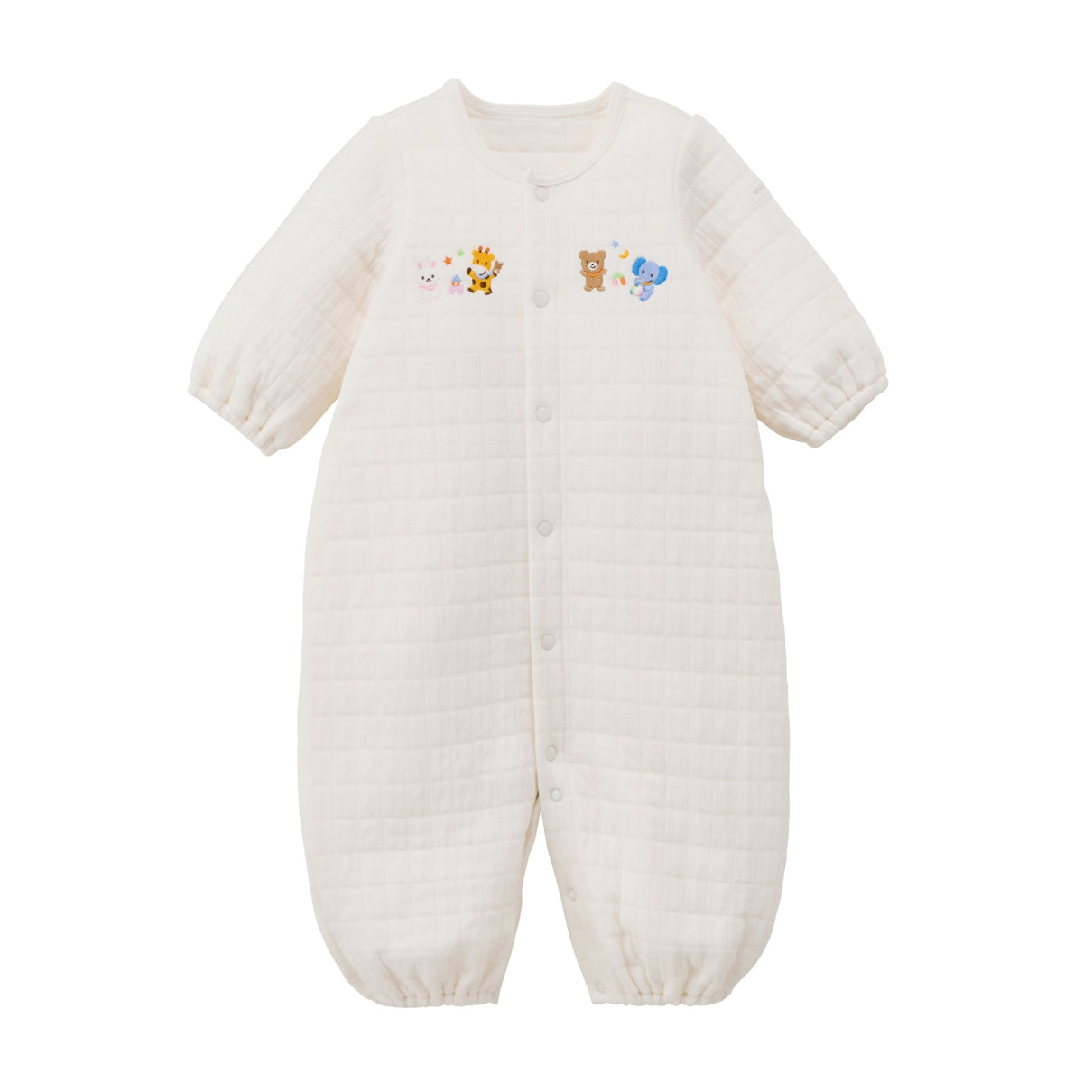 Animal Embroidered Knit-Quilt 2-Way Coverall