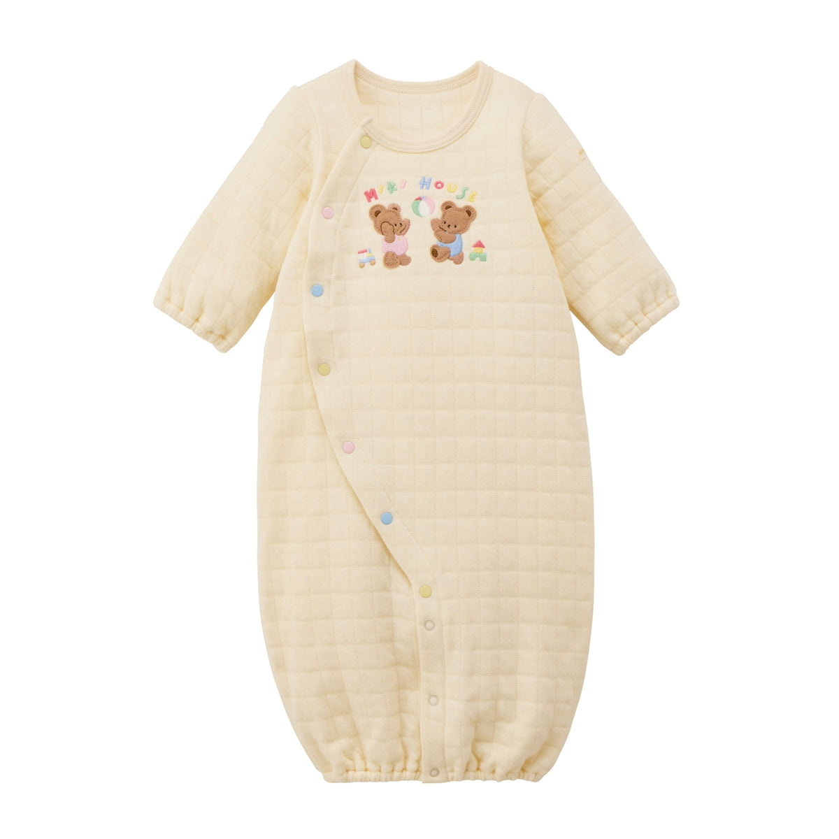 Bear Embroidered Knit-Quilt 2-Way Coverall