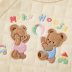 Bear Embroidered Knit-Quilt 2-Way Coverall
