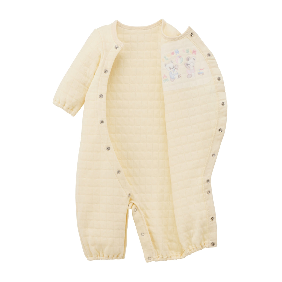 Bear Embroidered Knit-Quilt 2-Way Coverall