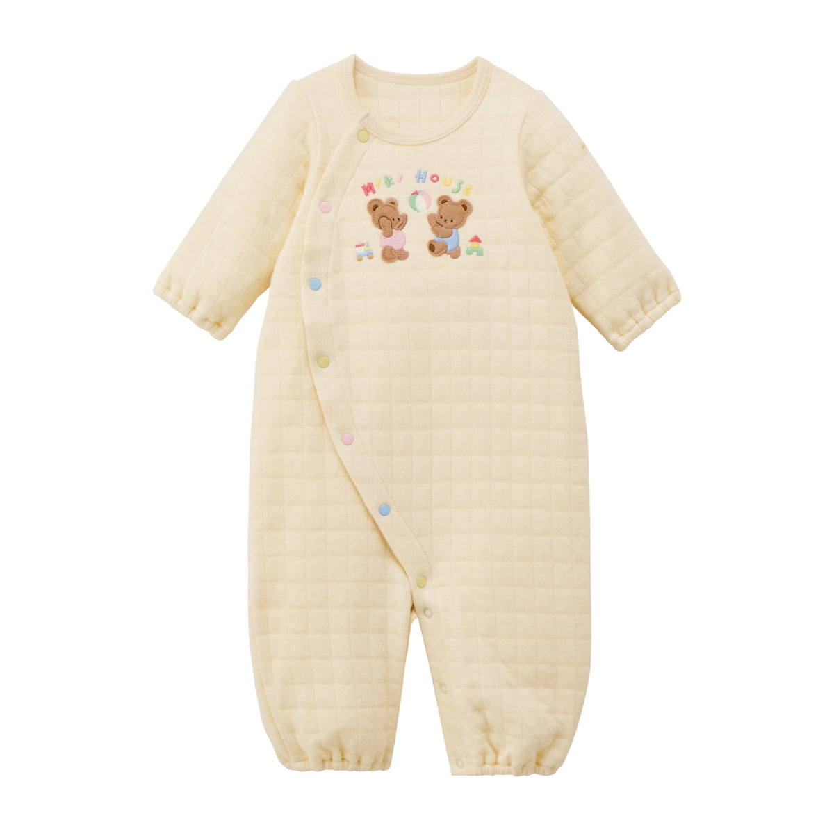 Bear Embroidered Knit-Quilt 2-Way Coverall