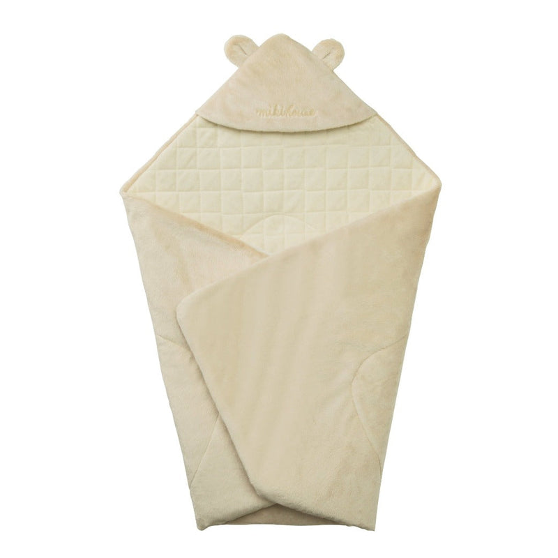 Microfur Bear-Ear Swaddle Blanket