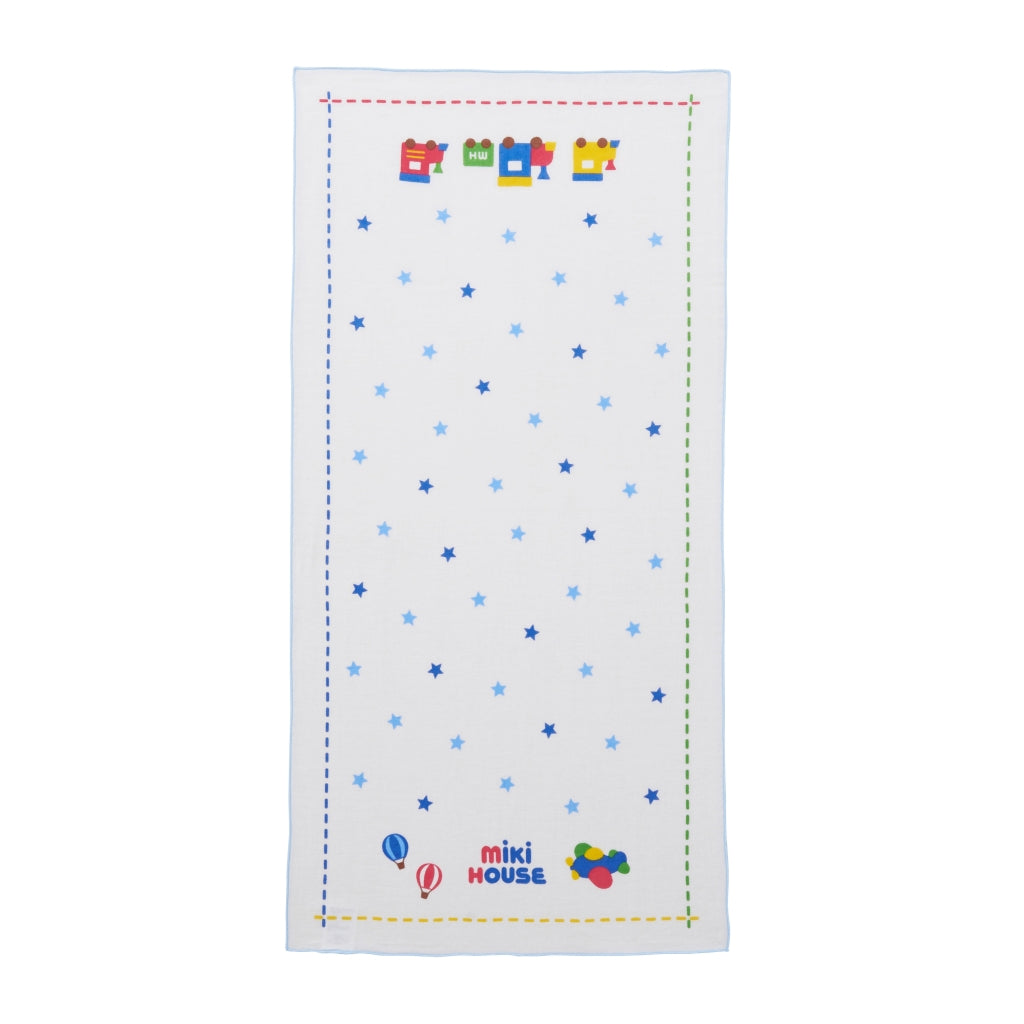 Two-Piece Gauze Towel Set (Stars and Mount Fuji motif)